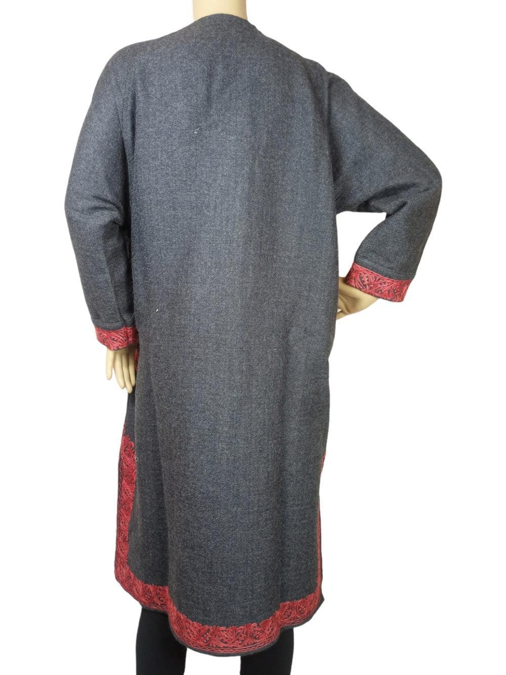 Women Yak Wool Faran | XL Dark Grey | V Neck - ZANSKAR ARTS