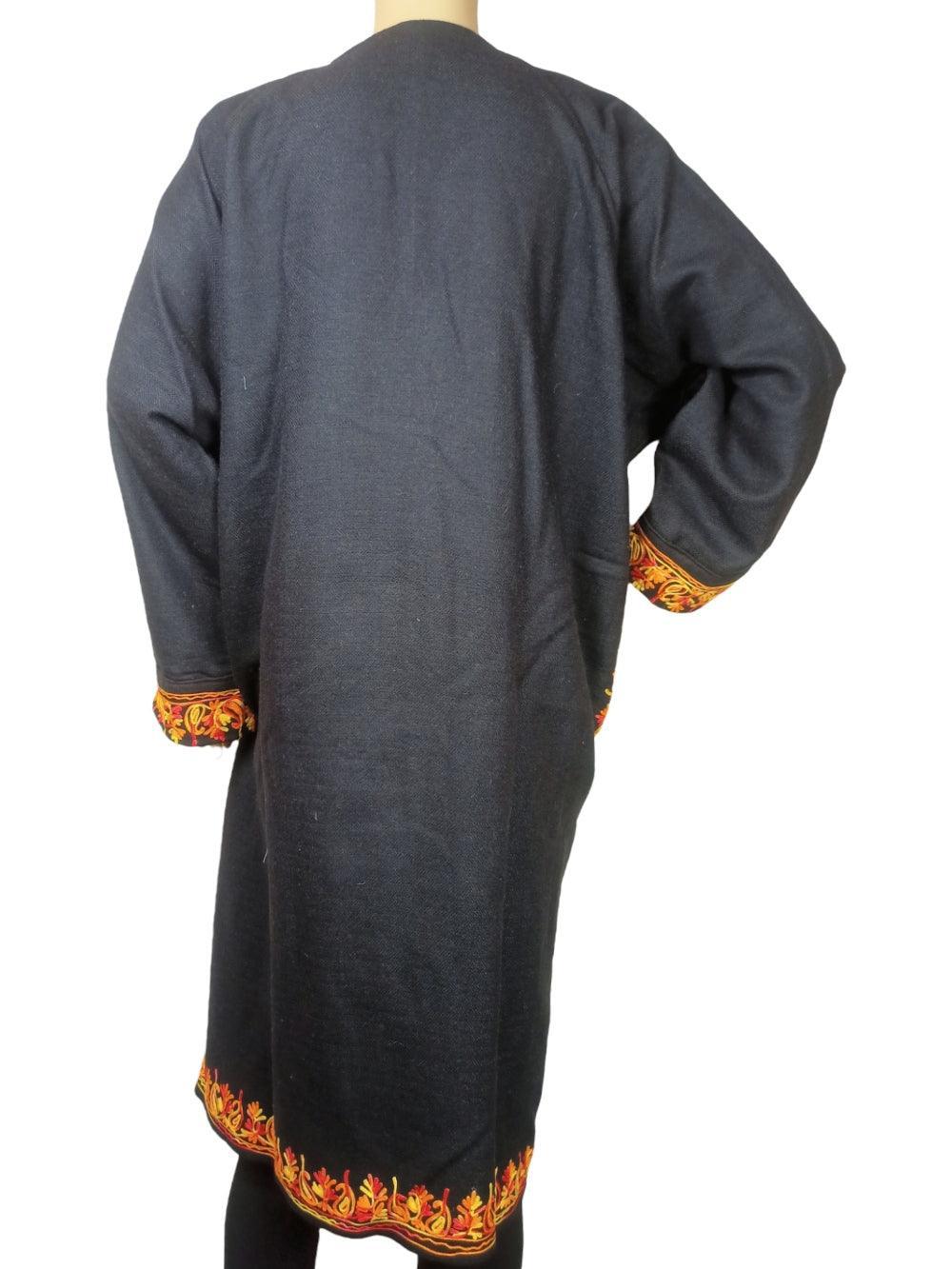 Women Yak Wool Faran | XXL Dark Black | V Neck - ZANSKAR ARTS