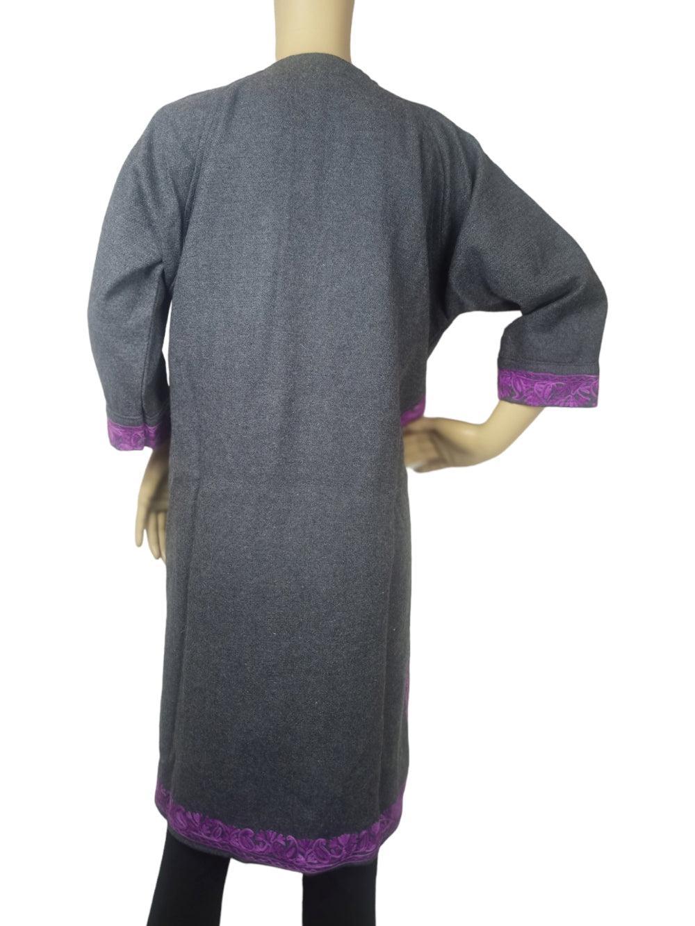 Kids Yak Wool Faran (Pheran) | S Grey | V Neck - ZANSKAR ARTS