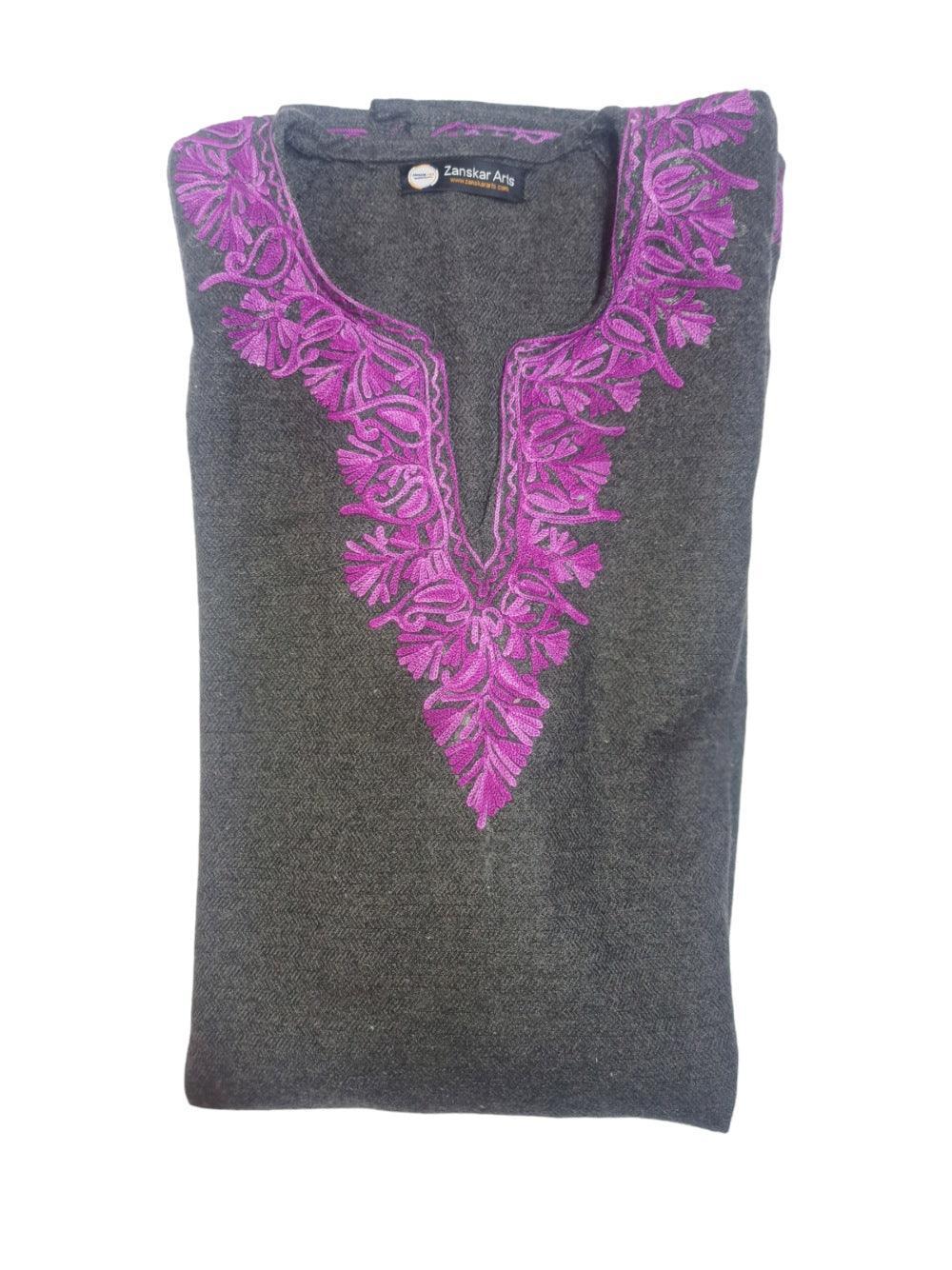 Kids Yak Wool Faran (Pheran) | S Grey | V Neck