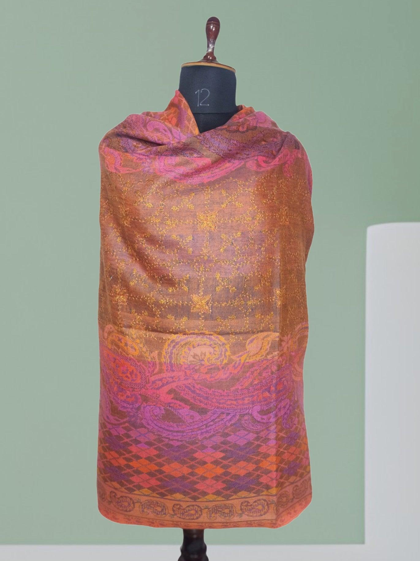 Needle Work Shawl | Woolen Shawl | Multicolor