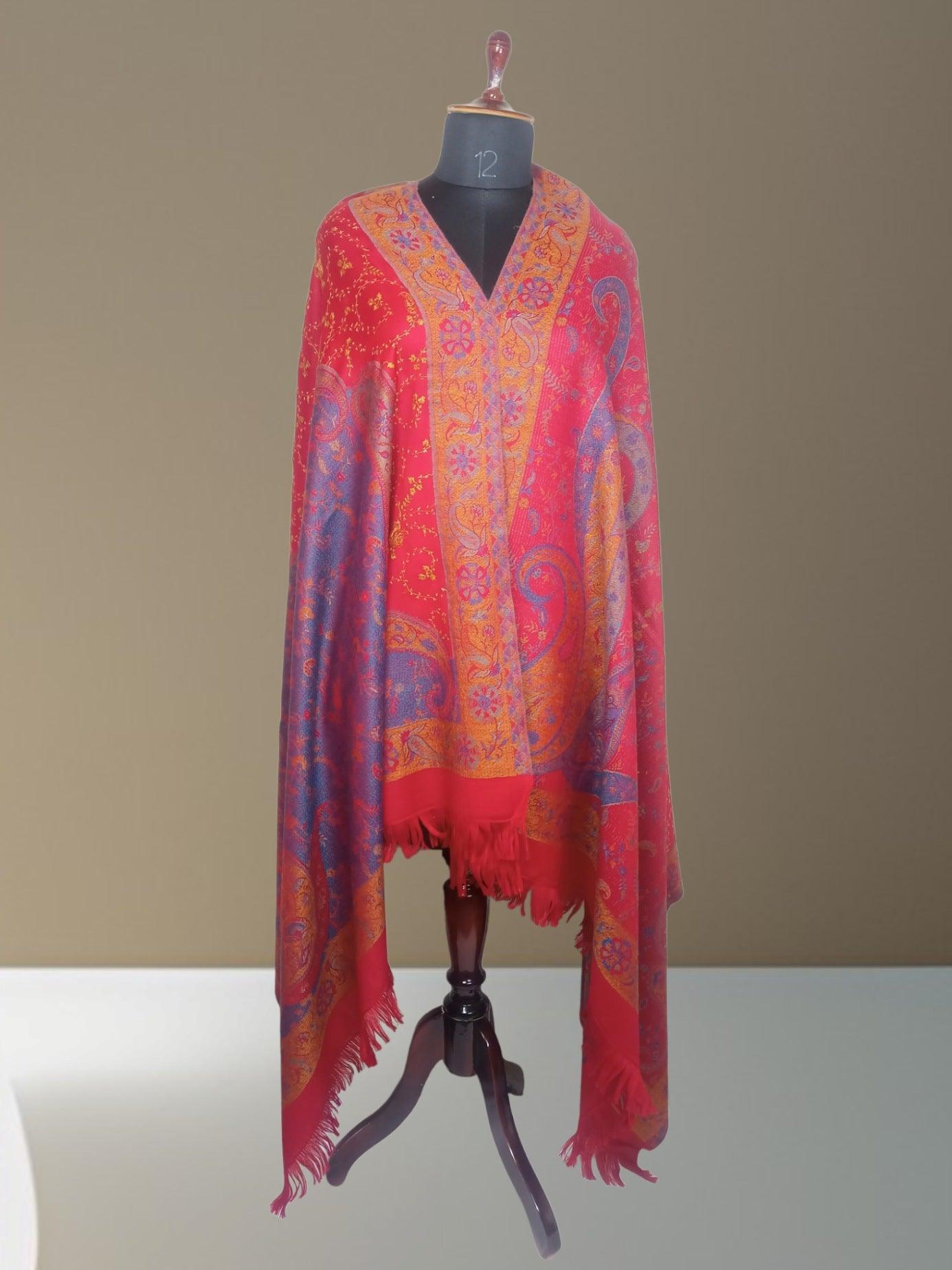 Needle Work Shawl | Woolen Shawl | Multicolour - ZANSKAR ARTS