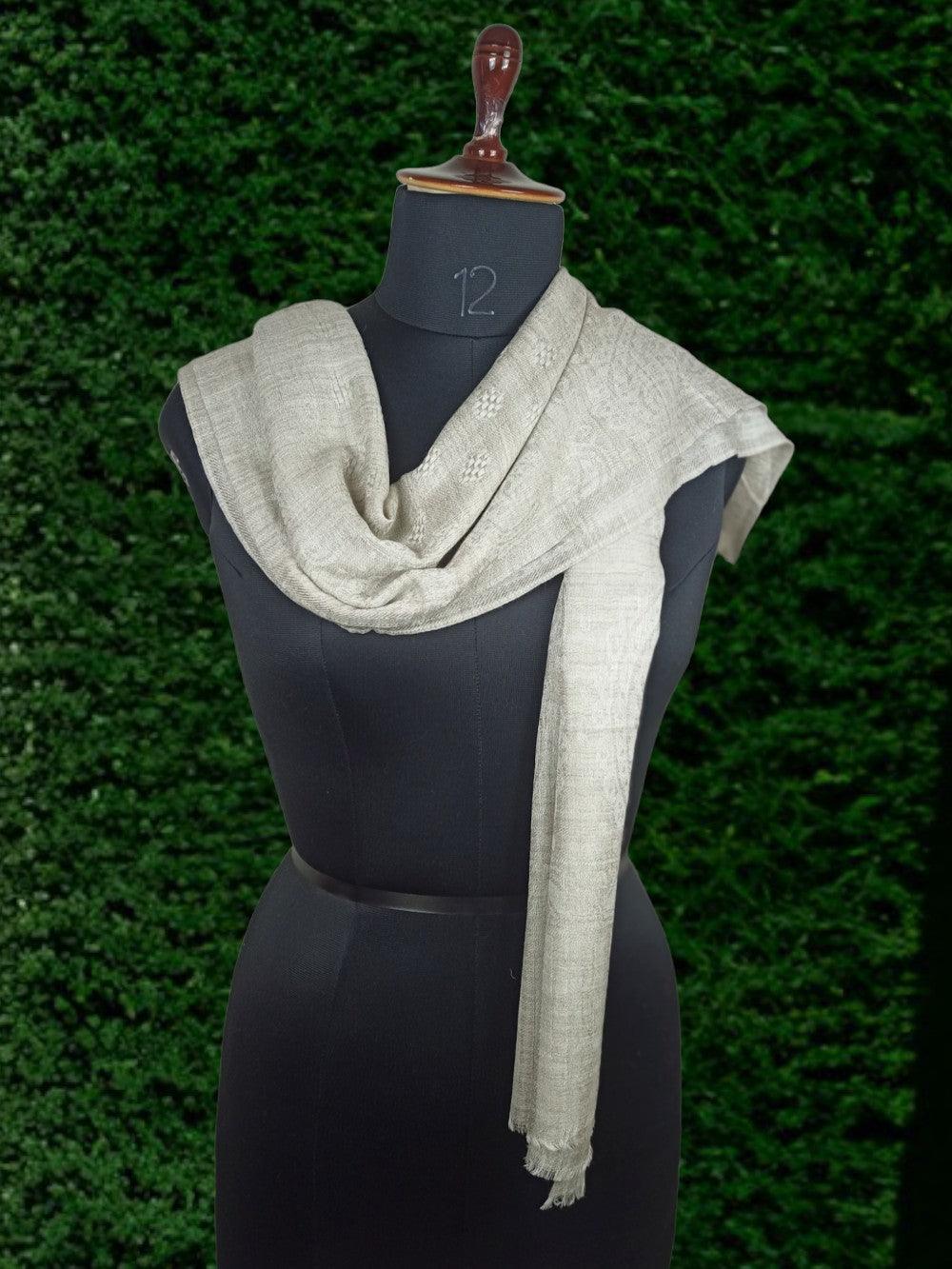 Pashmina Stole | Self Designed Stole | Silver Colour