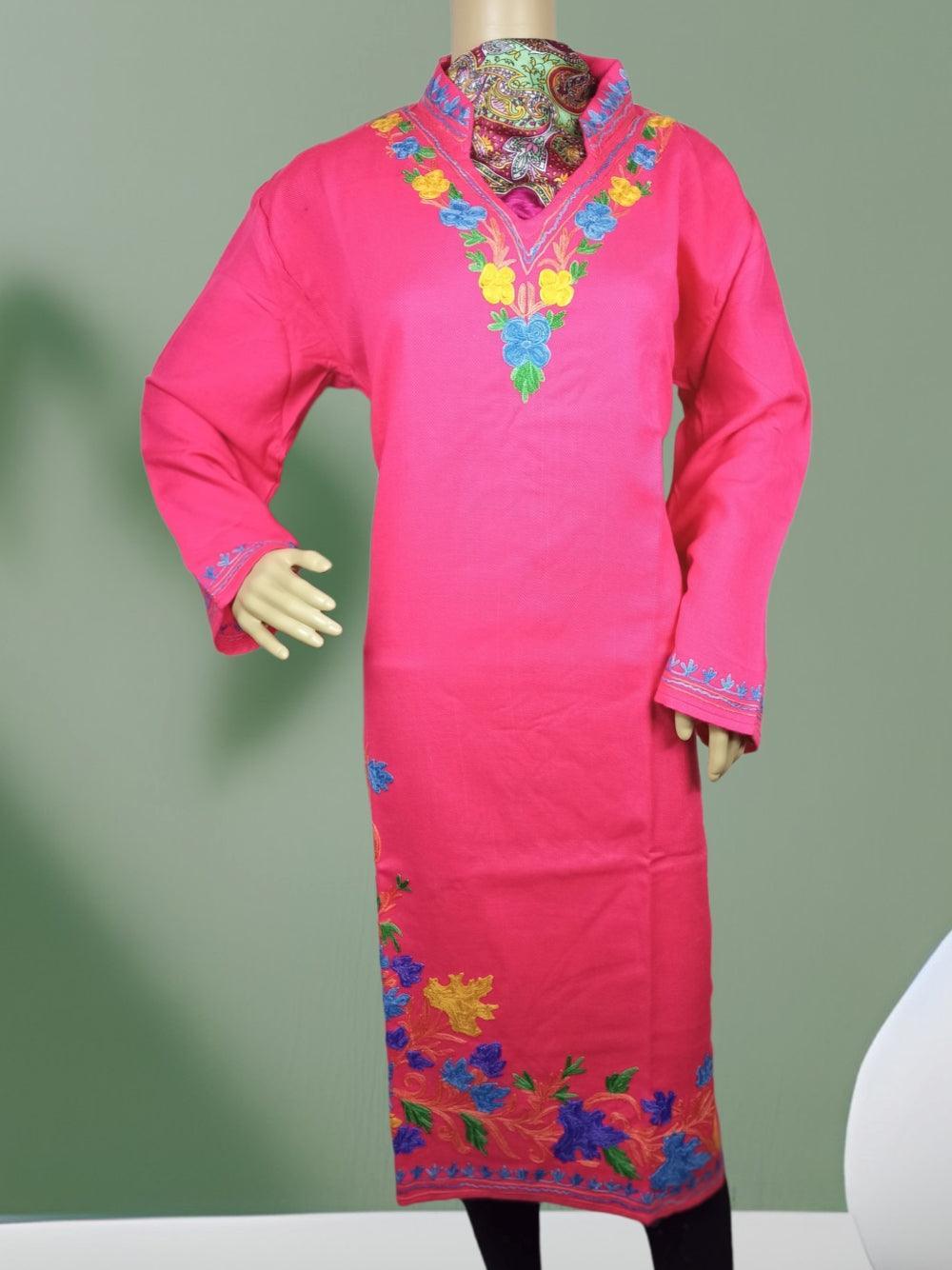 Woollen Long Kurties | Coller V-Neck | XXL - ZANSKAR ARTS