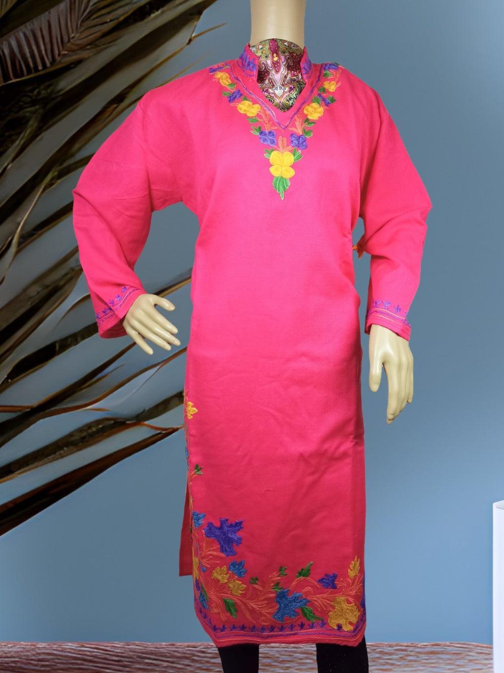 Woollen Long Kurties | Coller V-Neck | XXL - ZANSKAR ARTS