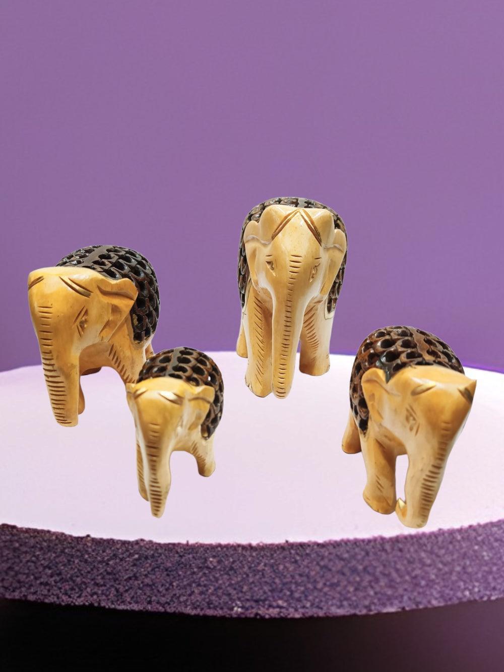 Wooden Elephant | Elephant 4 Piece Set | Handicrafts - ZANSKAR ARTS