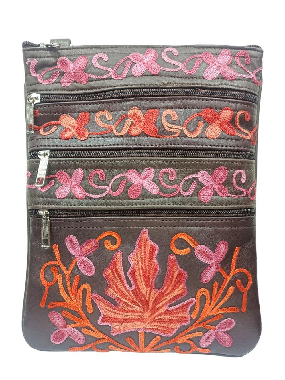 Kashmiri Embroided Sling Bag | Plain 5 Zipper | Sling Bag For Girls - ZANSKAR ARTS