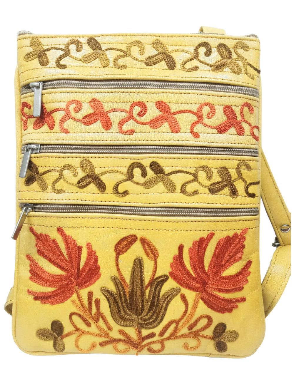 Kashmiri Embroided Sling Bag | Plain 5 Zipper | Sling Bag For Girls