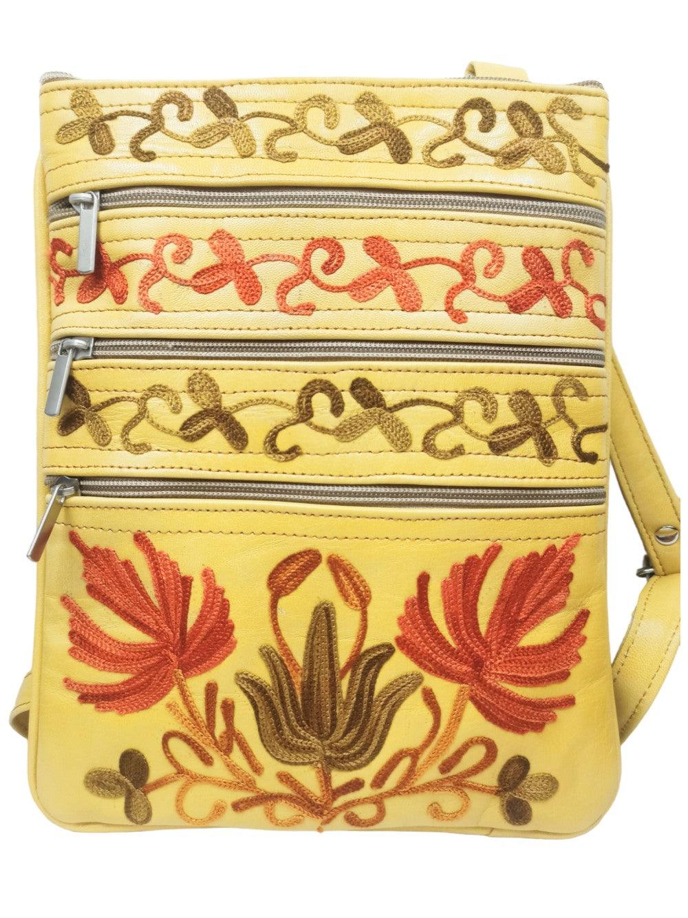 Kashmiri Embroided Sling Bag | Plain 5 Zipper | Sling Bag For Girls - ZANSKAR ARTS