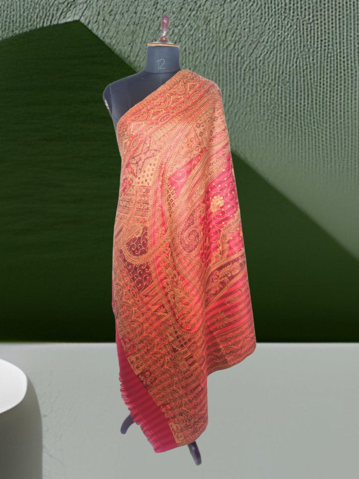 Needle Work Shawl | Woolen Shawl | Multicolor - ZANSKAR ARTS