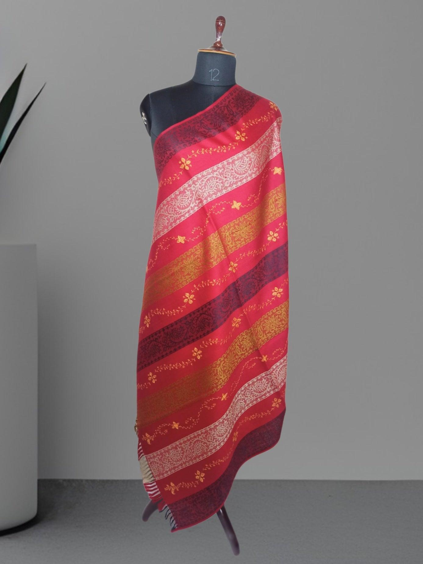 Needle Work Shawl | Woolen Shawl | Multicolor - ZANSKAR ARTS