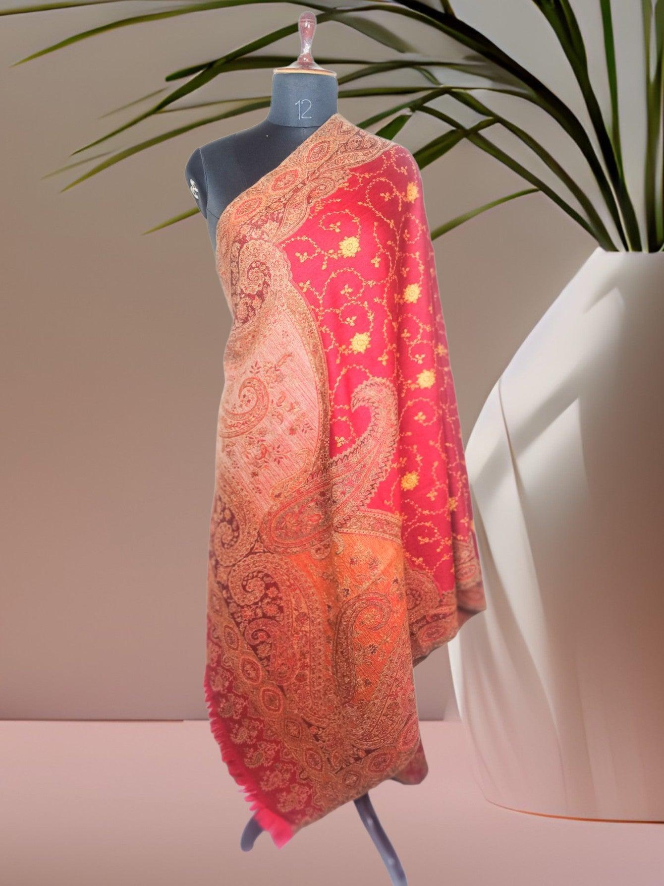 Needle Work Shawl | Woolen Shawl | Multicolor - ZANSKAR ARTS