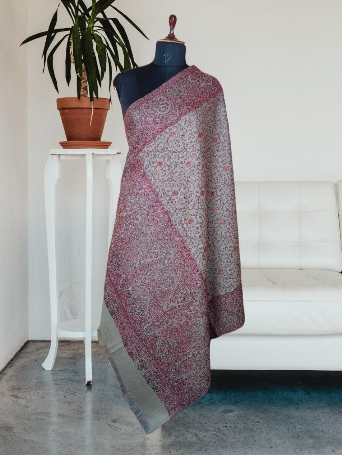 Needle Work Shawl | Woolen Shawl | Multicolor - ZANSKAR ARTS