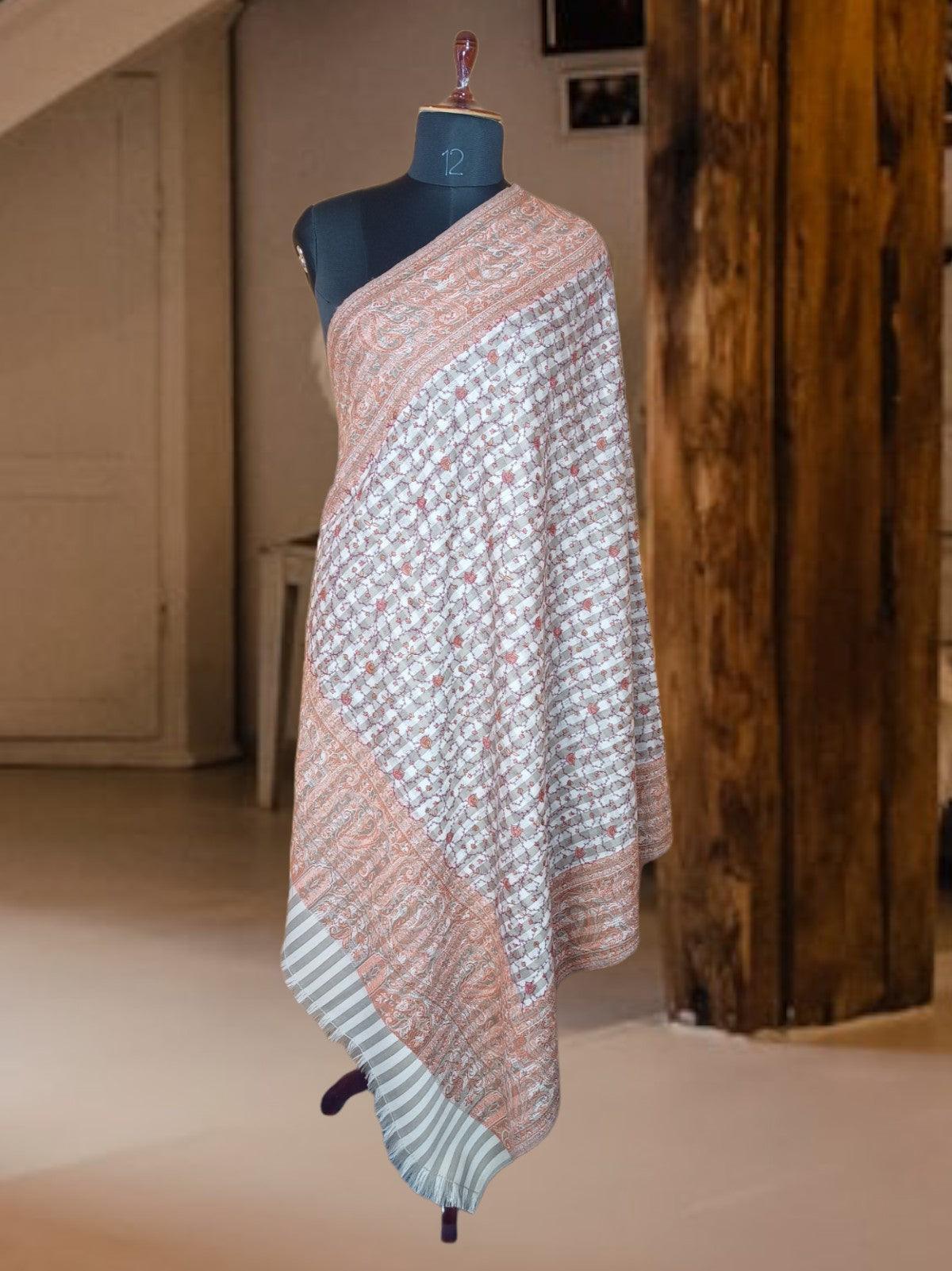 Needle Work Shawl | Woolen Shawl | Multicolor - ZANSKAR ARTS