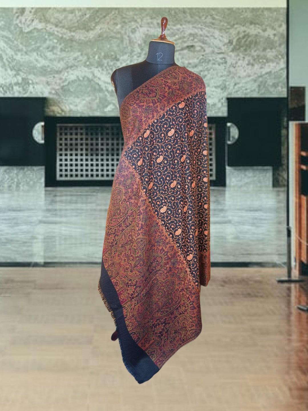 Needle Work Shawl | Woolen Shawl | Multicolor - ZANSKAR ARTS