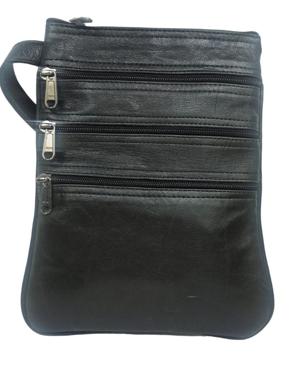 Plain Leather Sling Bag | Plain 5 Zipper | Sling Bag For Girls