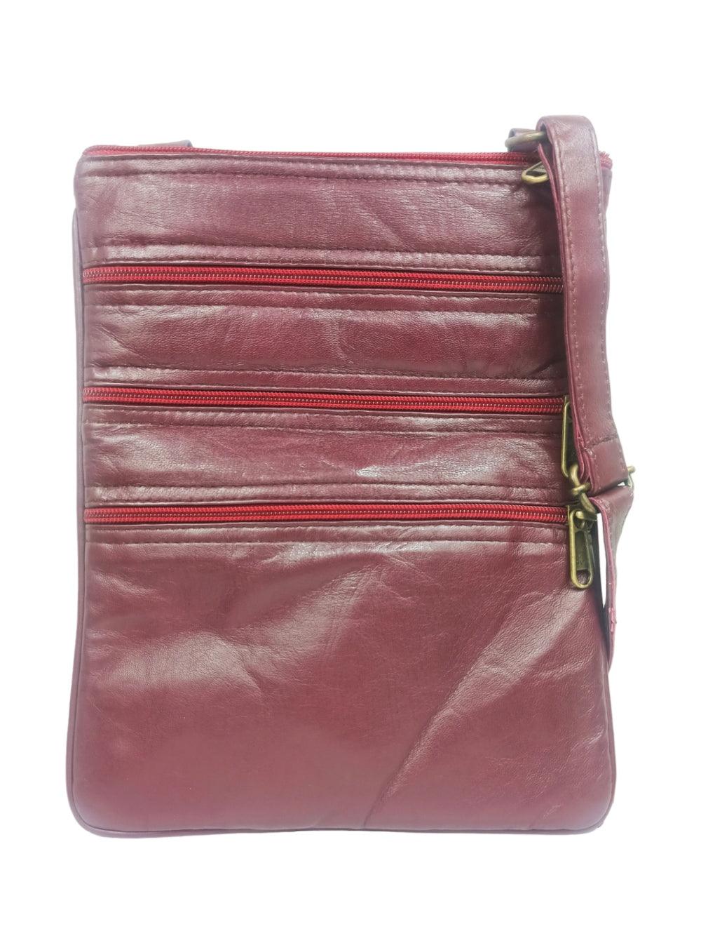 Plain Leather Sling Bag | Plain 5 Zipper | Sling Bag For Girls - ZANSKAR ARTS