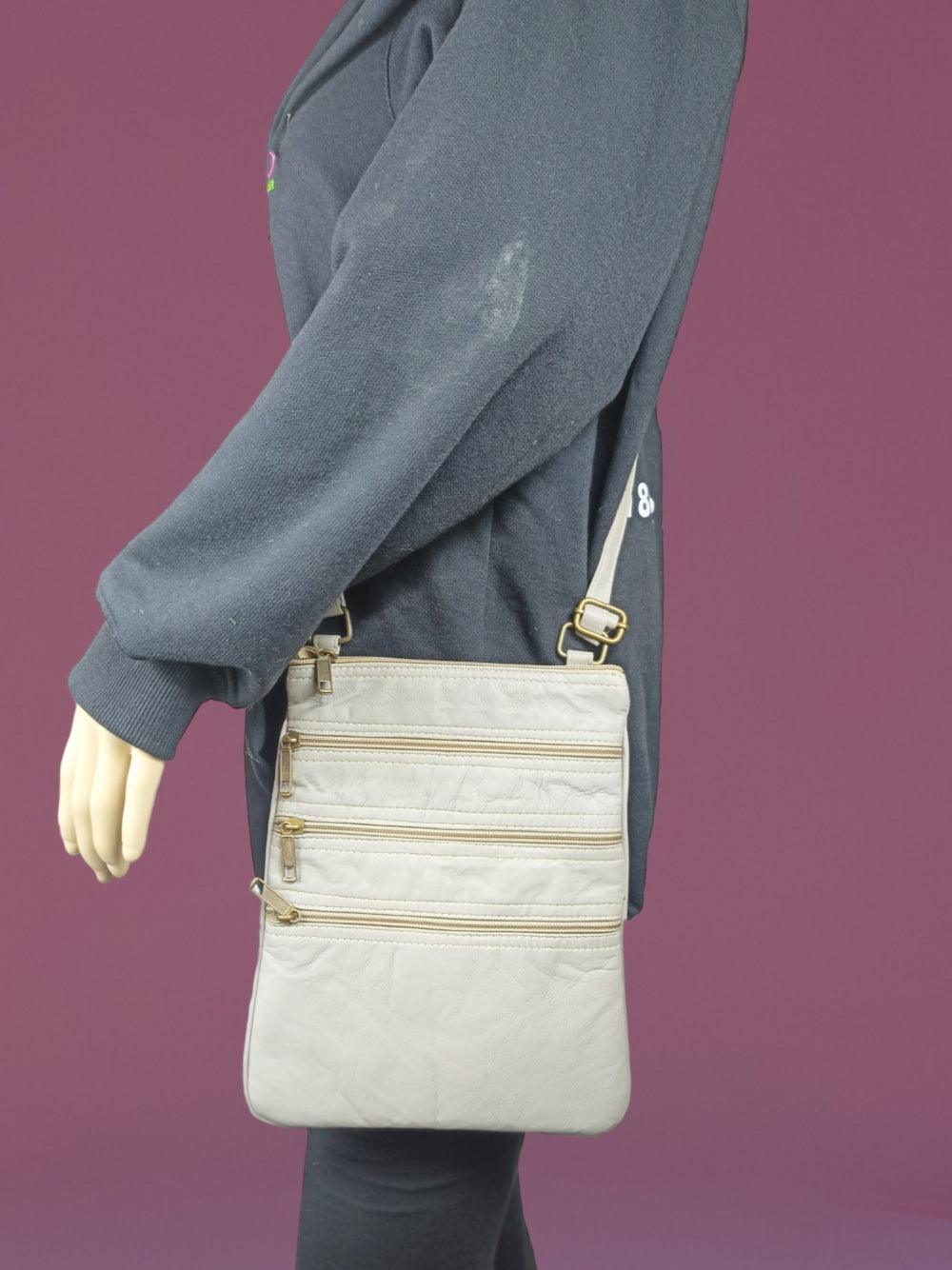 Plain Leather Sling Bag | Plain 5 Zipper | Sling Bag For Girls