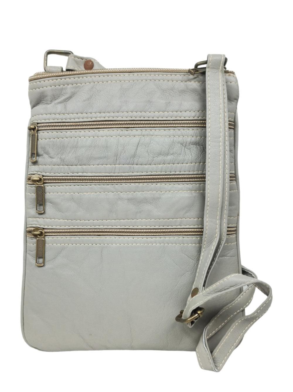 Plain Leather Sling Bag | Plain 5 Zipper | Sling Bag For Girls