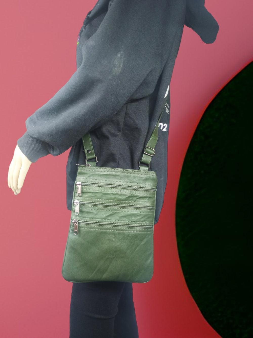 Plain Leather Sling Bag | Plain 5 Zipper | Sling Bag For Girls