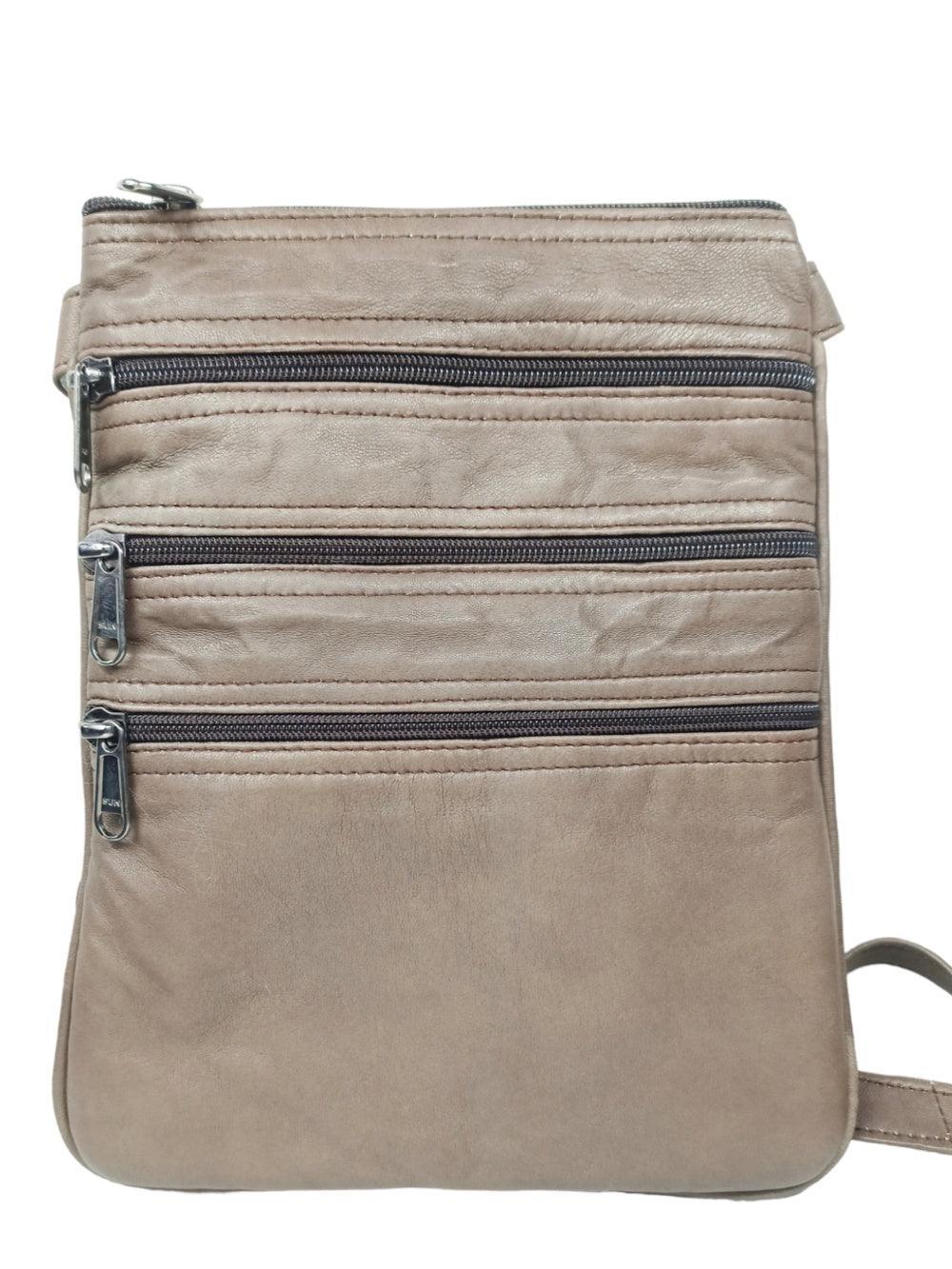 Plain Leather Sling Bag | Plain 5 Zipper | Sling Bag For Girls
