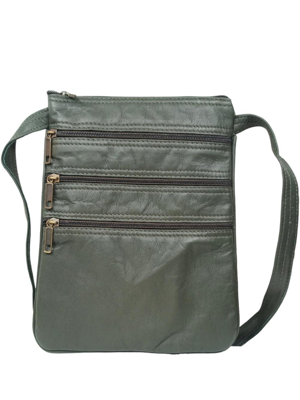 Plain Leather Sling Bag | Plain 5 Zipper | Sling Bag For Girls