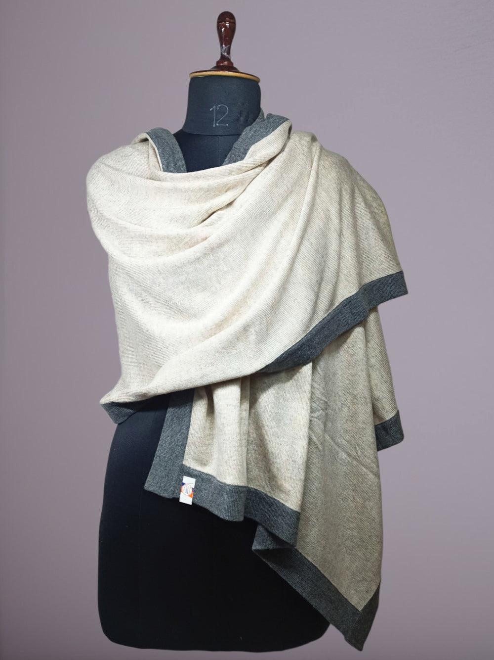 Pashmina Stole | Border Stole | Ladies Reversible Stole - ZANSKAR ARTS