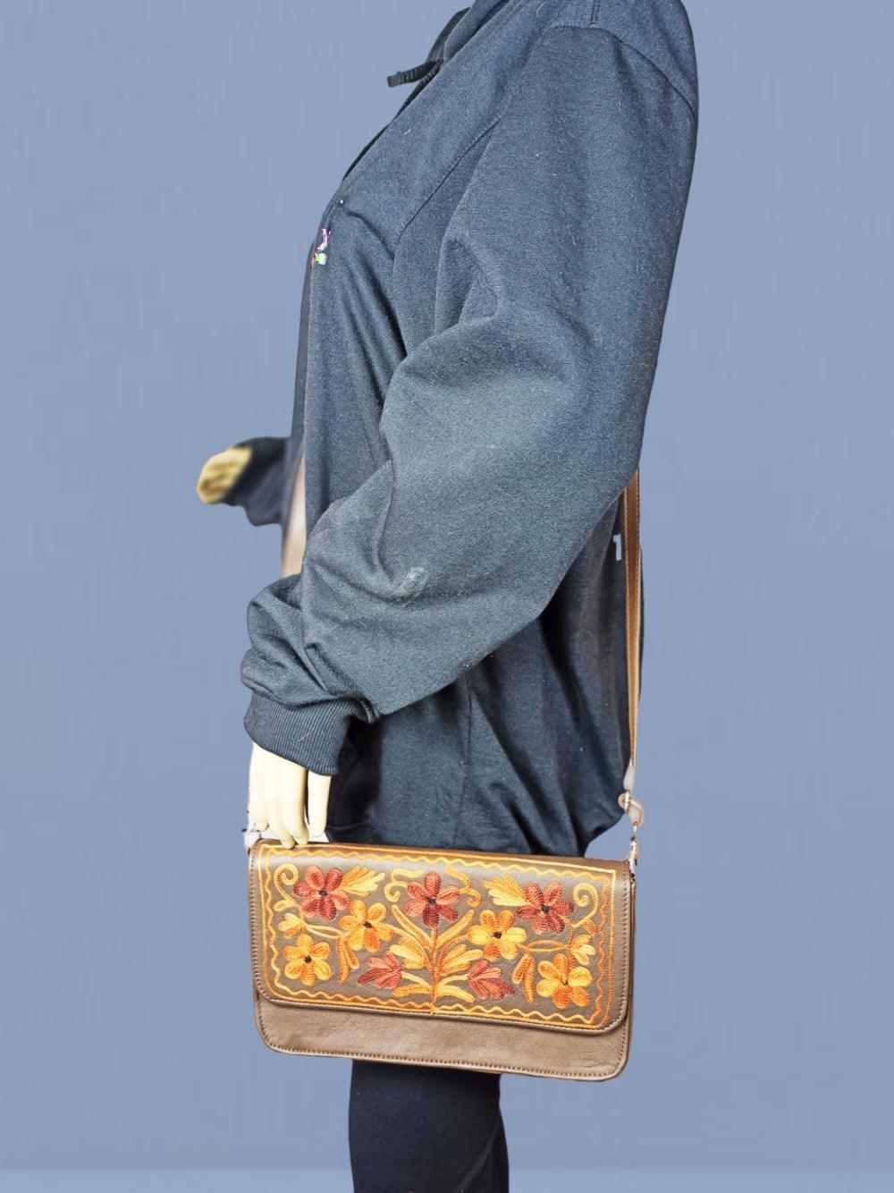Leather Sling Bag | Aari Hand Clutch | 10"  Big Clutch Leather
