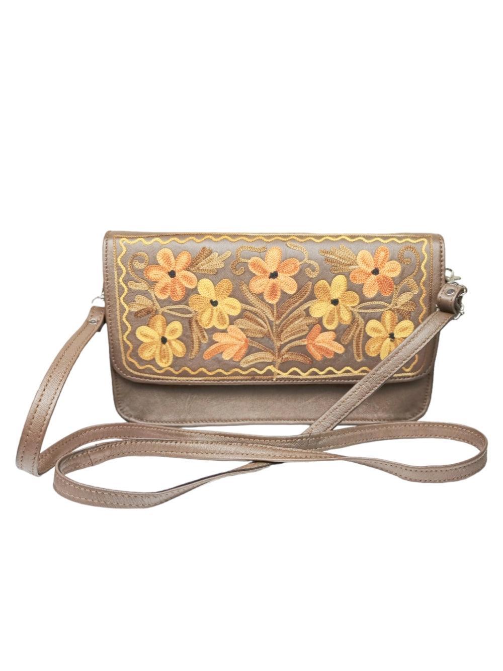 Leather Sling Bag | Aari Hand Clutch | 10"  Big Clutch Leather