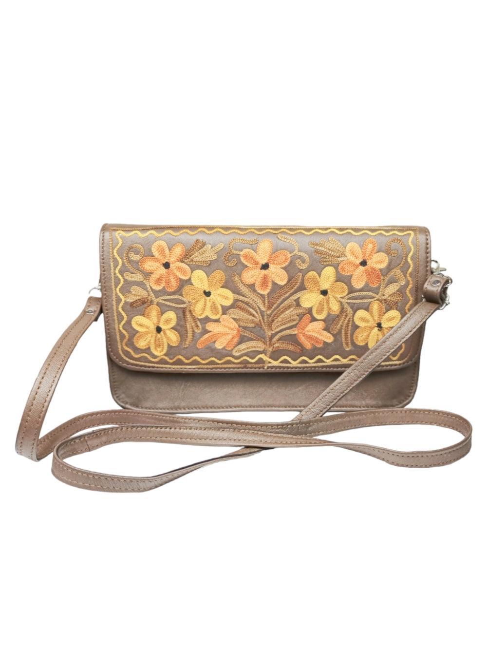 Leather Sling Bag | Aari Hand Clutch | 10" Big Clutch Leather - ZANSKAR ARTS