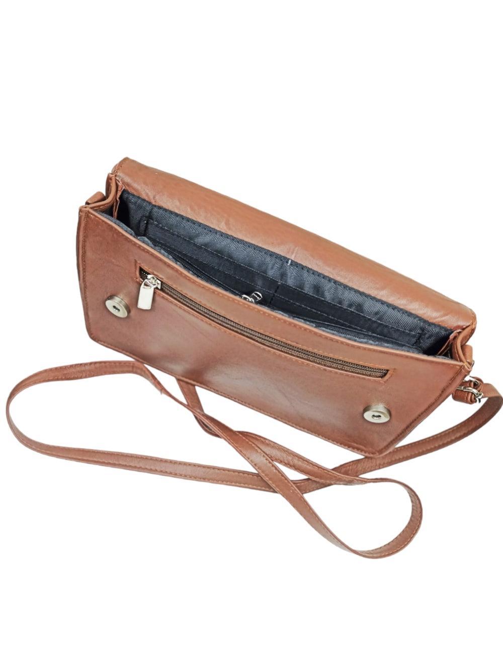 Leather Sling Bag | Aari Hand Clutch | 10" Big Clutch Leather - ZANSKAR ARTS