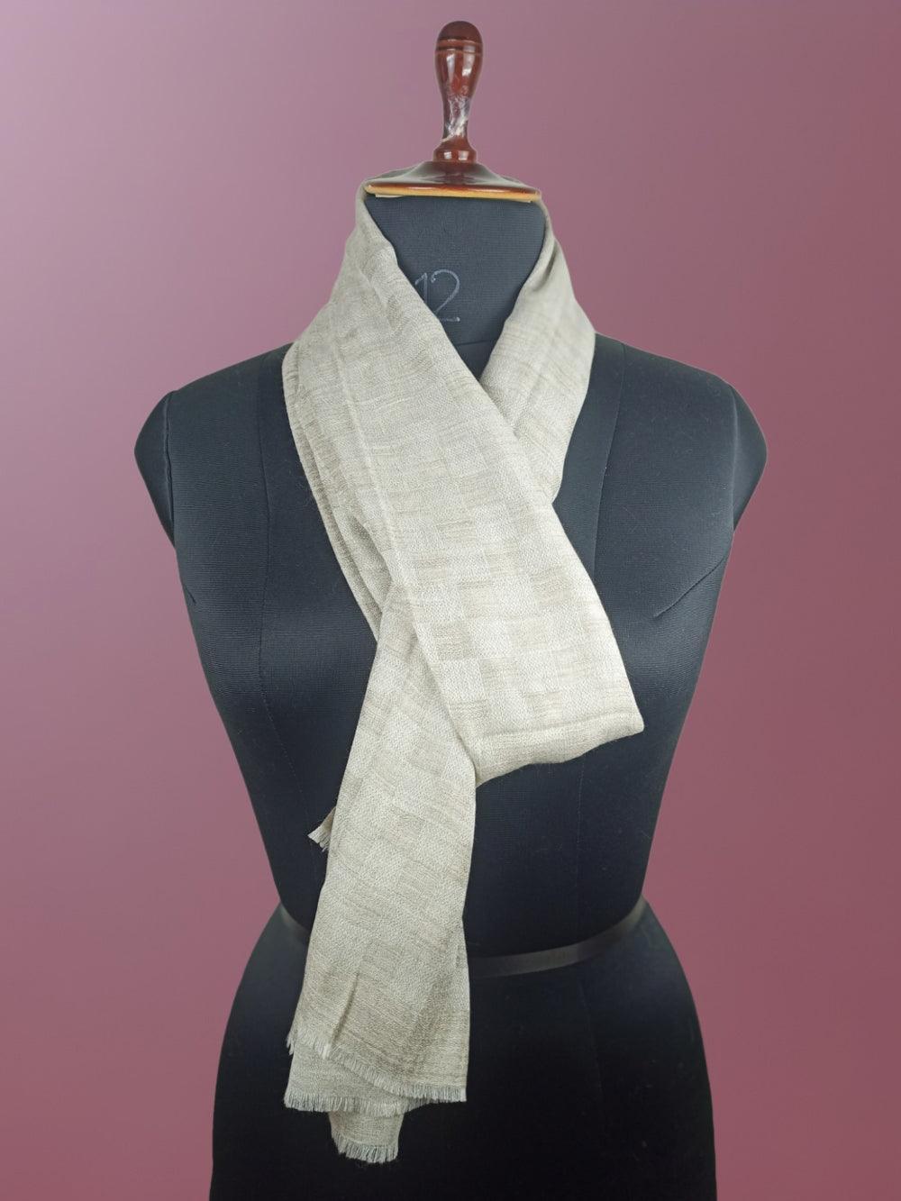Pashmina Stole | Self Designed Stole | Silver Colour - ZANSKAR ARTS