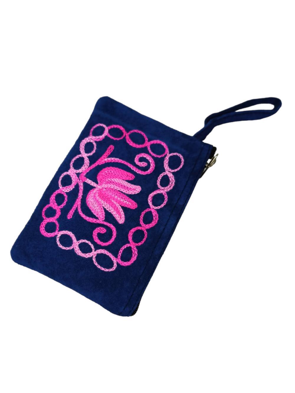 Suede Leather Purse Single Zip | Aari Hand Purch | 4"Zip Purse