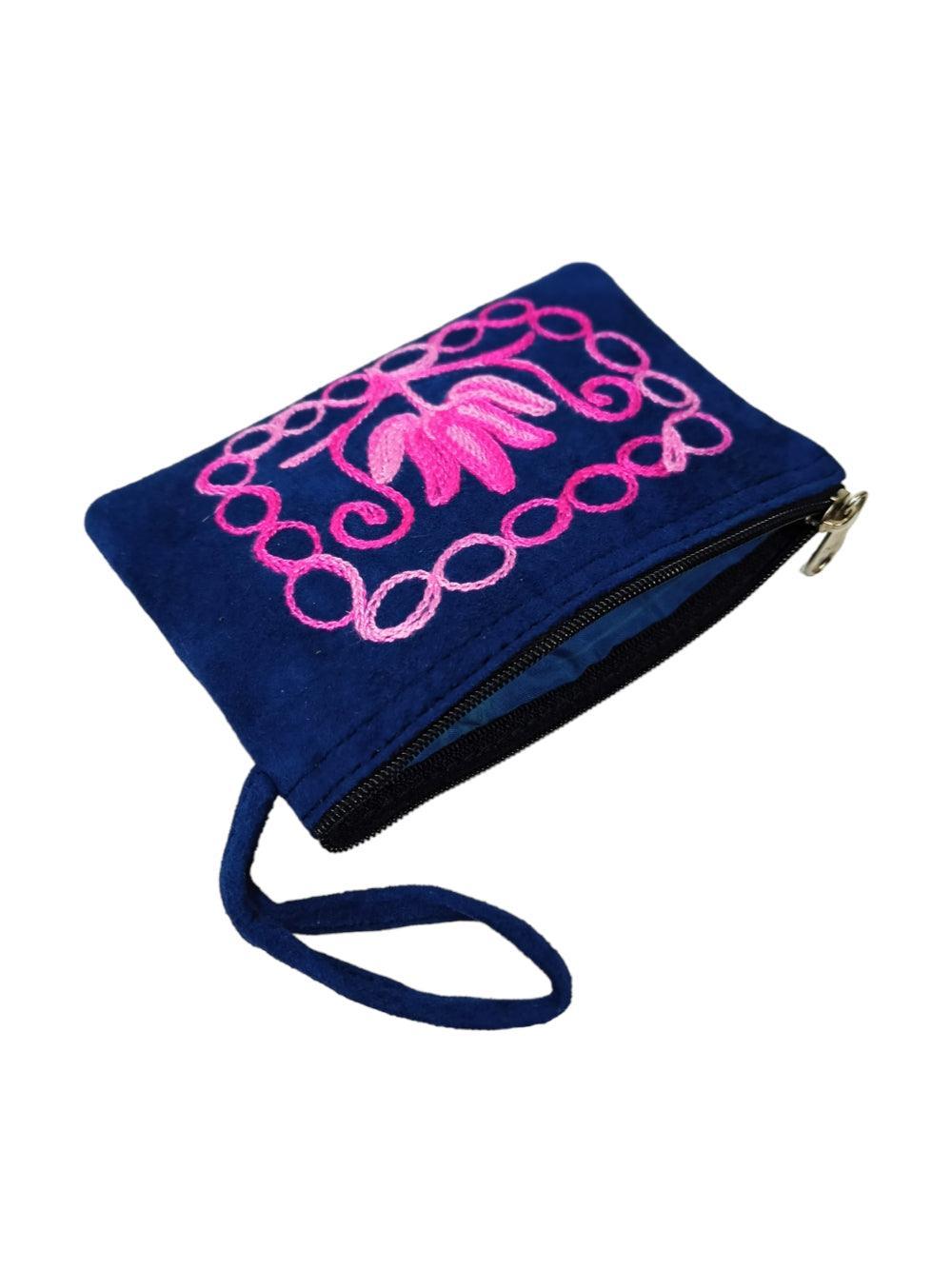 Suede Leather Purse Single Zip | Aari Hand Purch | 4"Zip Purse