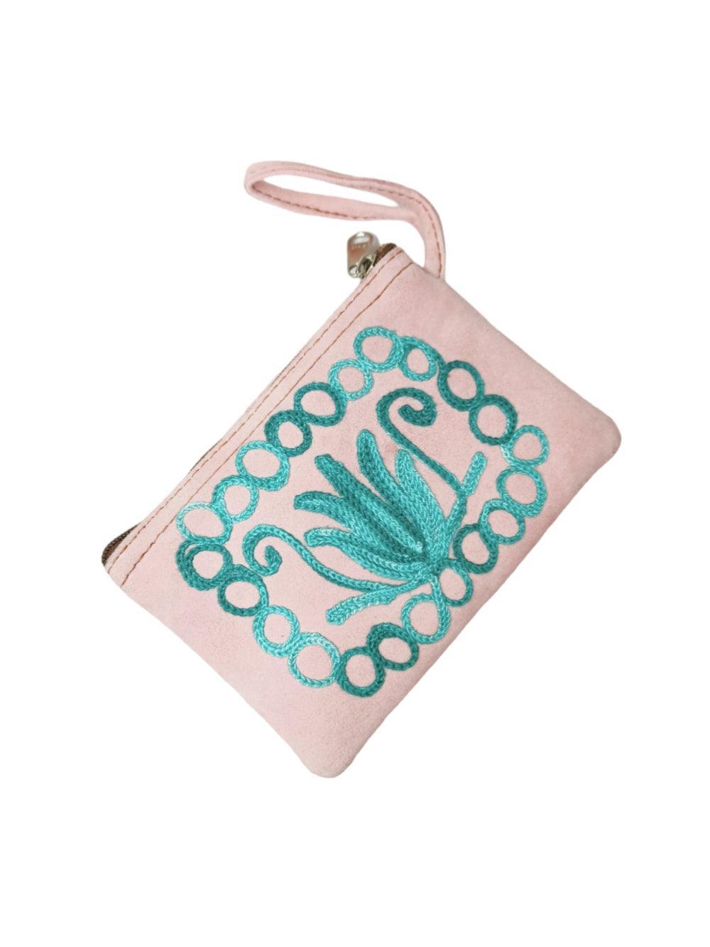 Suede Leather Purse Single Zip | Aari Hand Purch | 4"Zip Purse