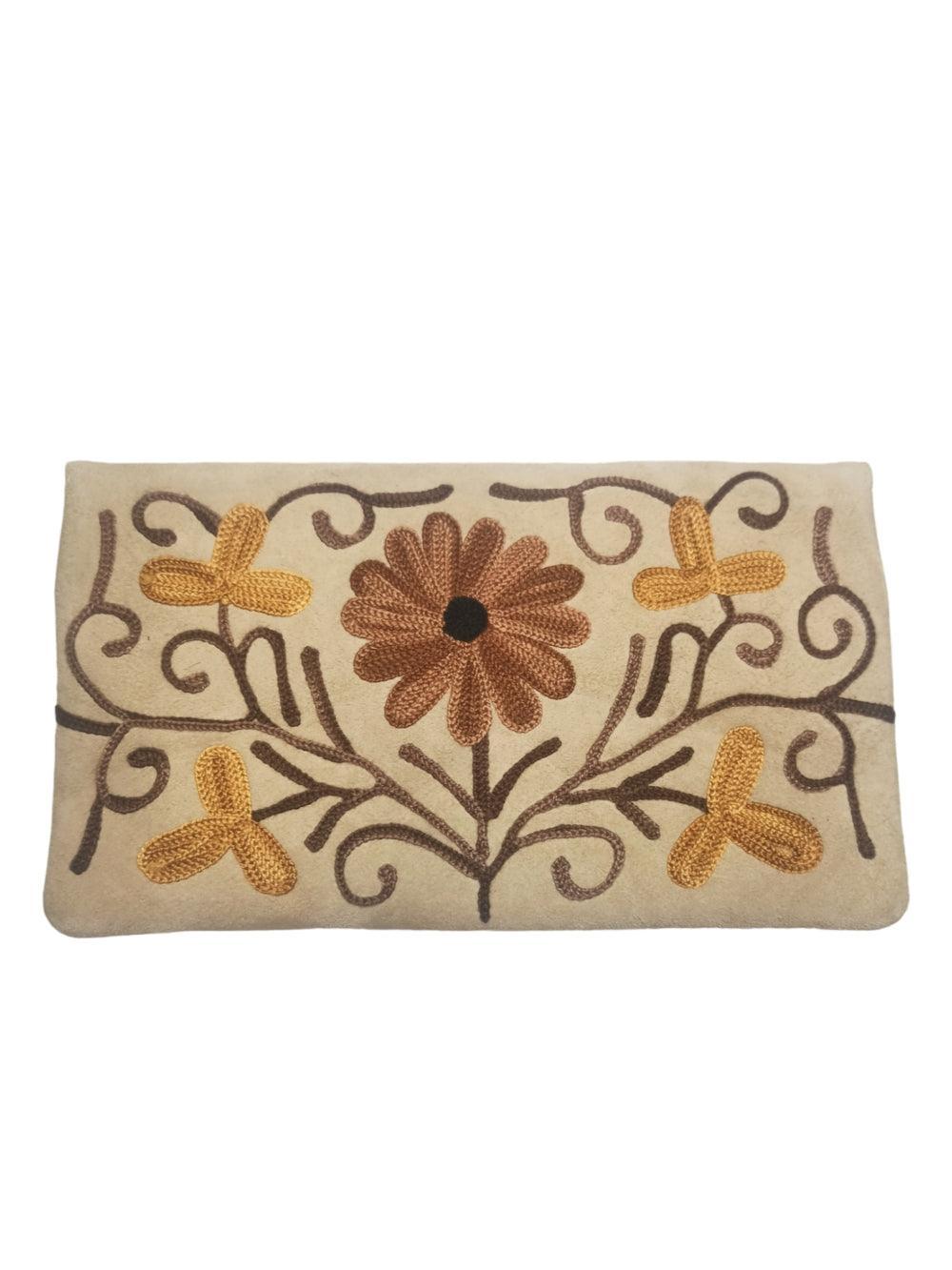 Suede Leather Flap Purse | Kashmiri Flap Purse | 8" Zip Purse