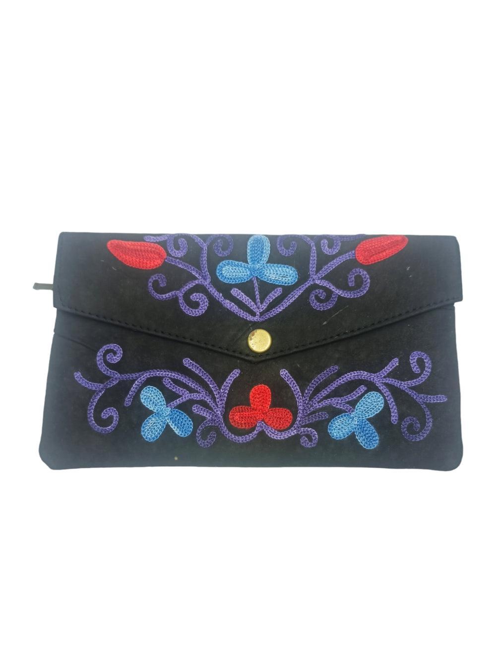 Suede Leather Flap Purse | Kashmiri Flap Purse | 8" Zip Purse