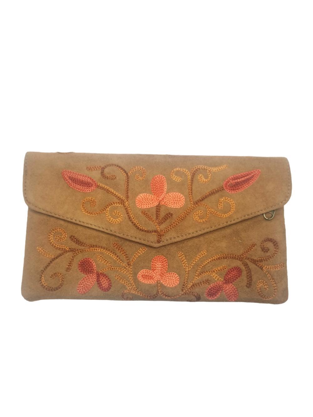 Suede Leather Flap Purse | Kashmiri Flap Purse | 8" Zip Purse