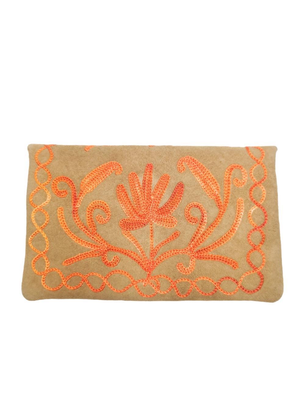 Suede Leather Flap Purse | Kashmiri Flap Purse | 6" Zip Purse