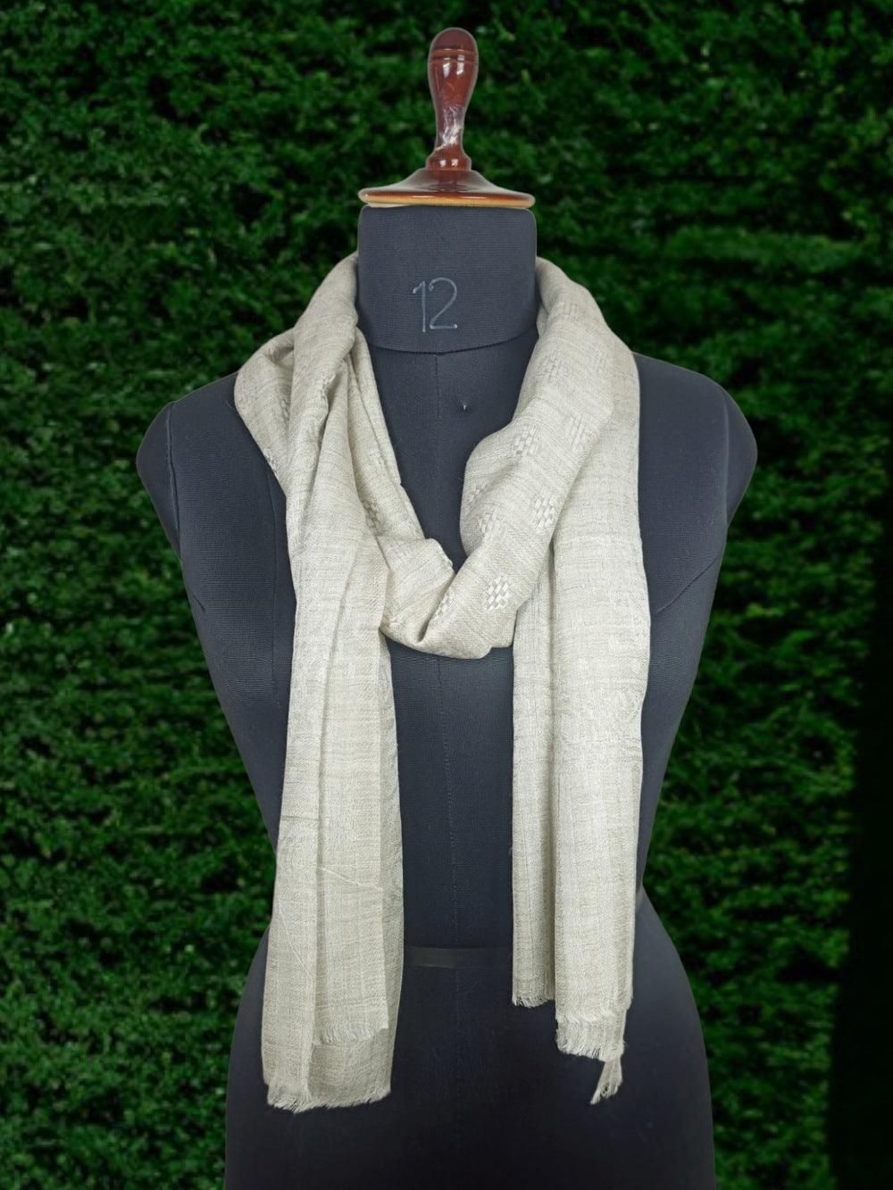 Pashmina Stole | Self Designed Stole | Silver Colour - ZANSKAR ARTS