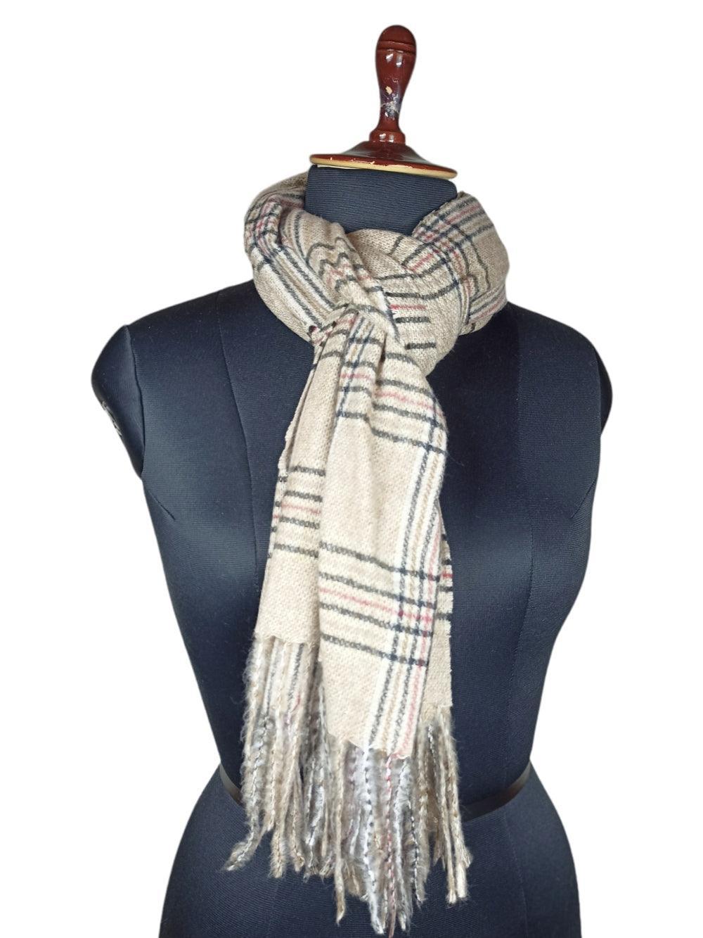 Cashmere Woolen Stole | Check Design | Reversible Stole - ZANSKAR ARTS