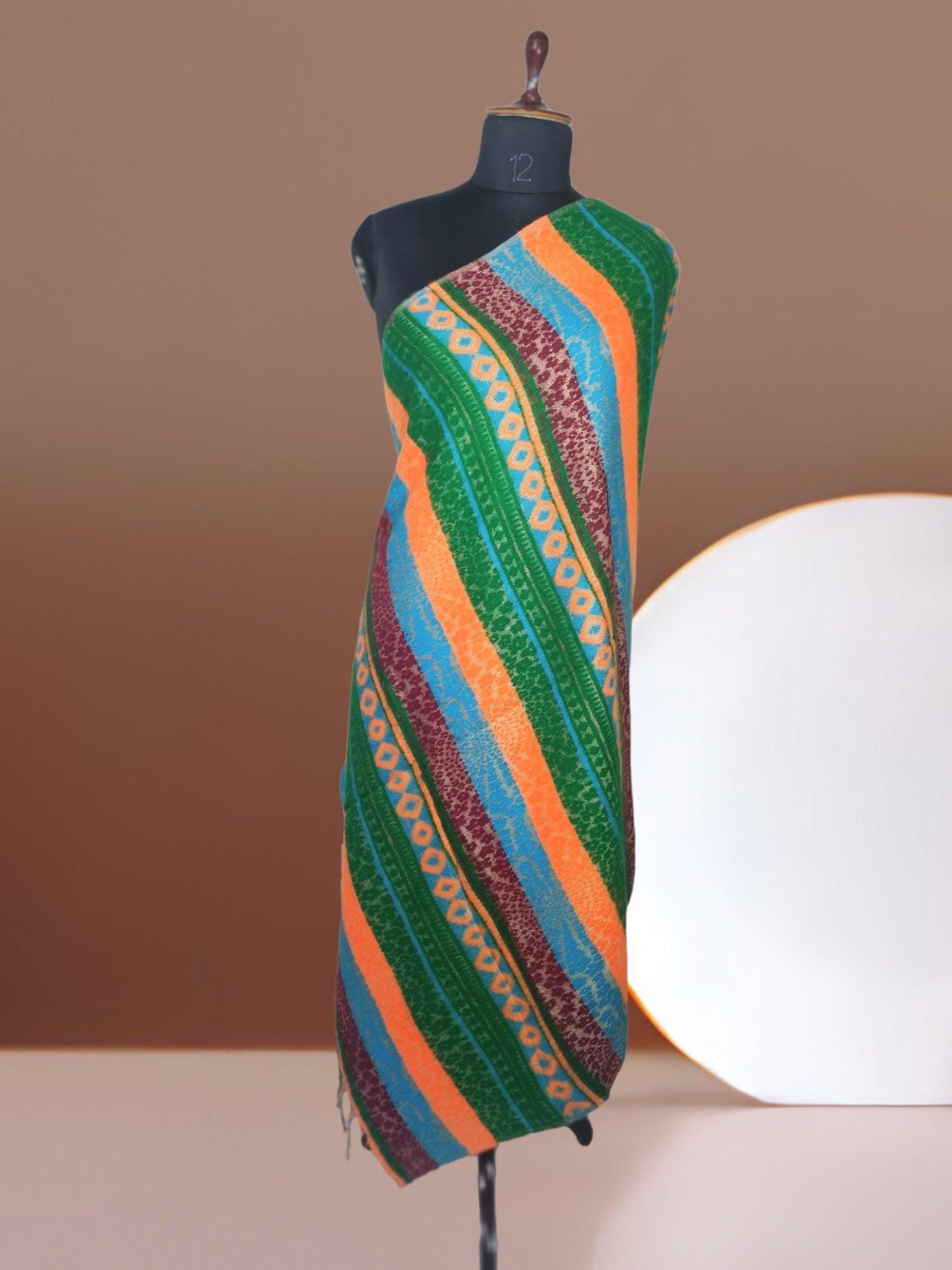 Tibet Yak Wool Shawl | Blanket Size | Multicolour - ZANSKAR ARTS