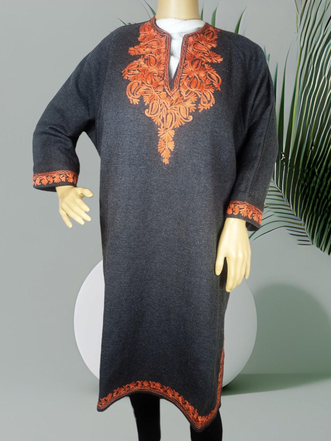 Kids Yak Wool Faran (Pheran) | L Grey | V Neck - ZANSKAR ARTS