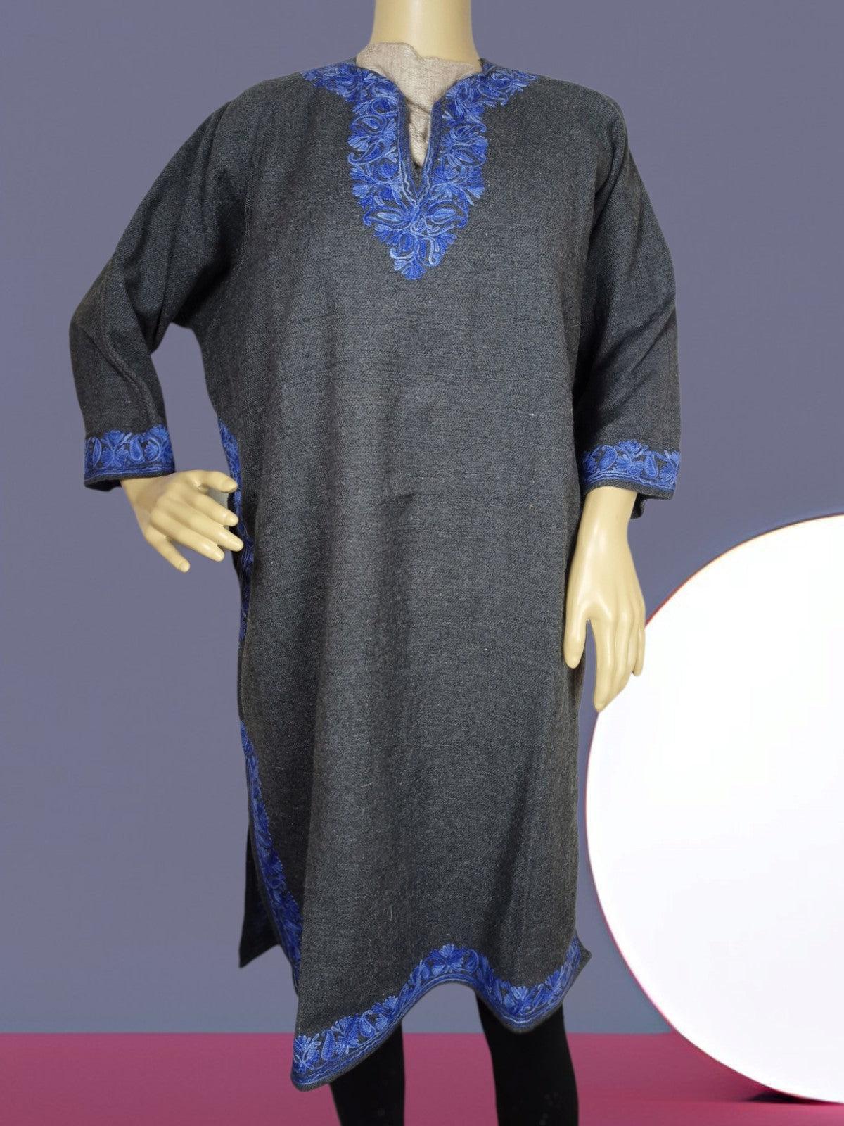 Kids Yak Wool Faran (Pheran) | L Grey | V Neck - ZANSKAR ARTS