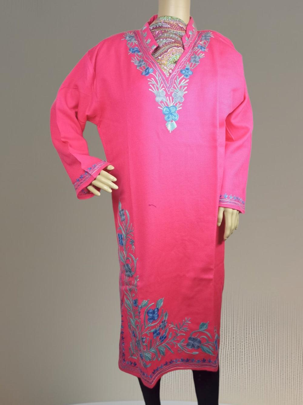 Woolen Long Kurties | Coller V - Neck - ZANSKAR ARTS