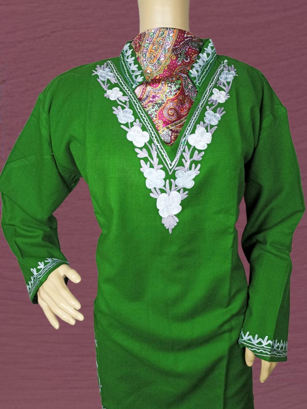 Woollen Long Kurties | Coller V-Neck | XXL - ZANSKAR ARTS