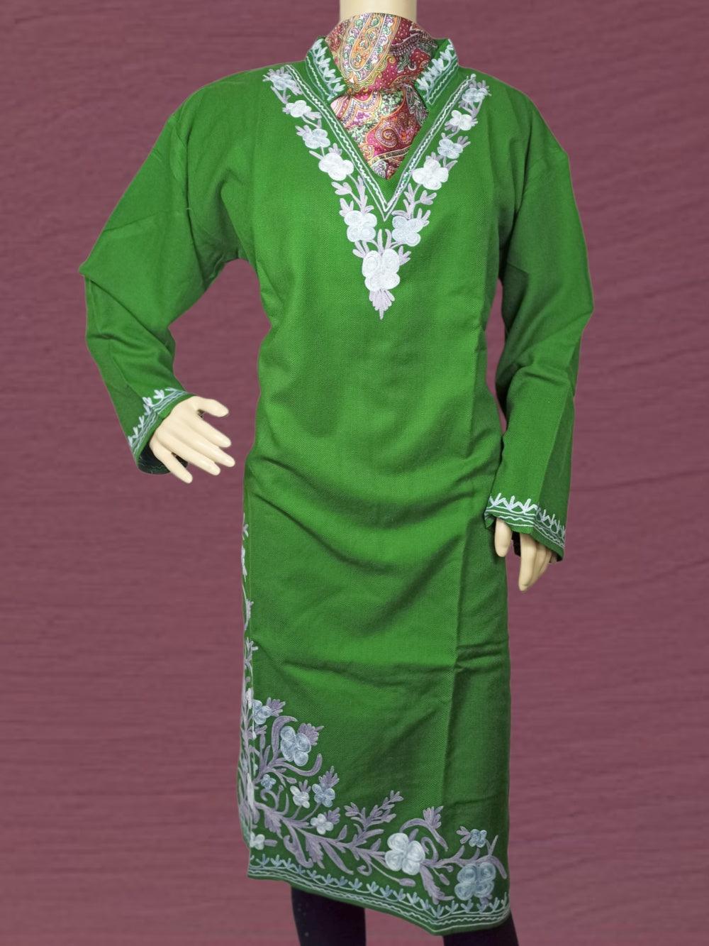 Woollen Long Kurties | Coller V-Neck | XXL - ZANSKAR ARTS