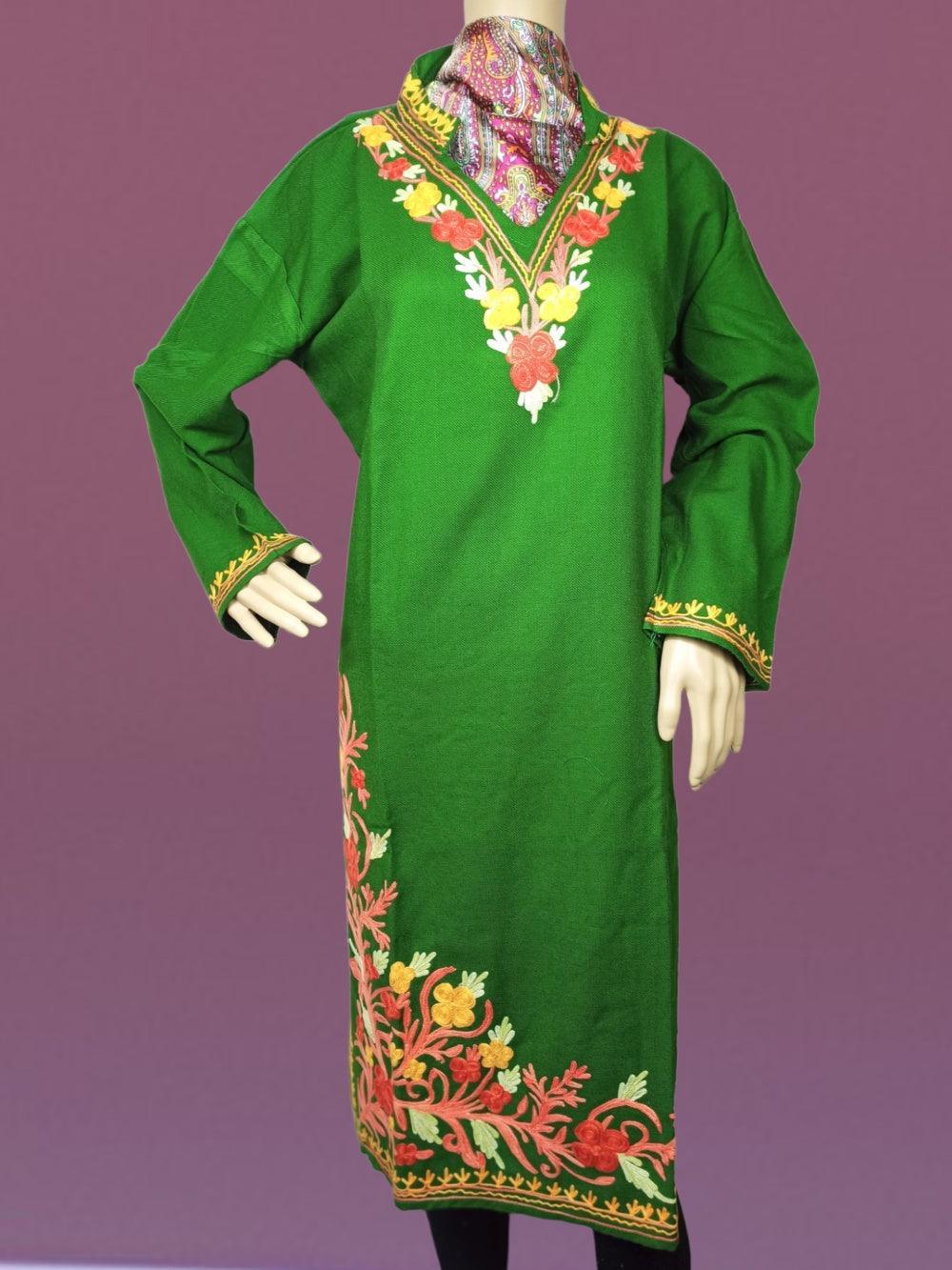 Woollen Long Kurties | Coller V-Neck | XXL - ZANSKAR ARTS
