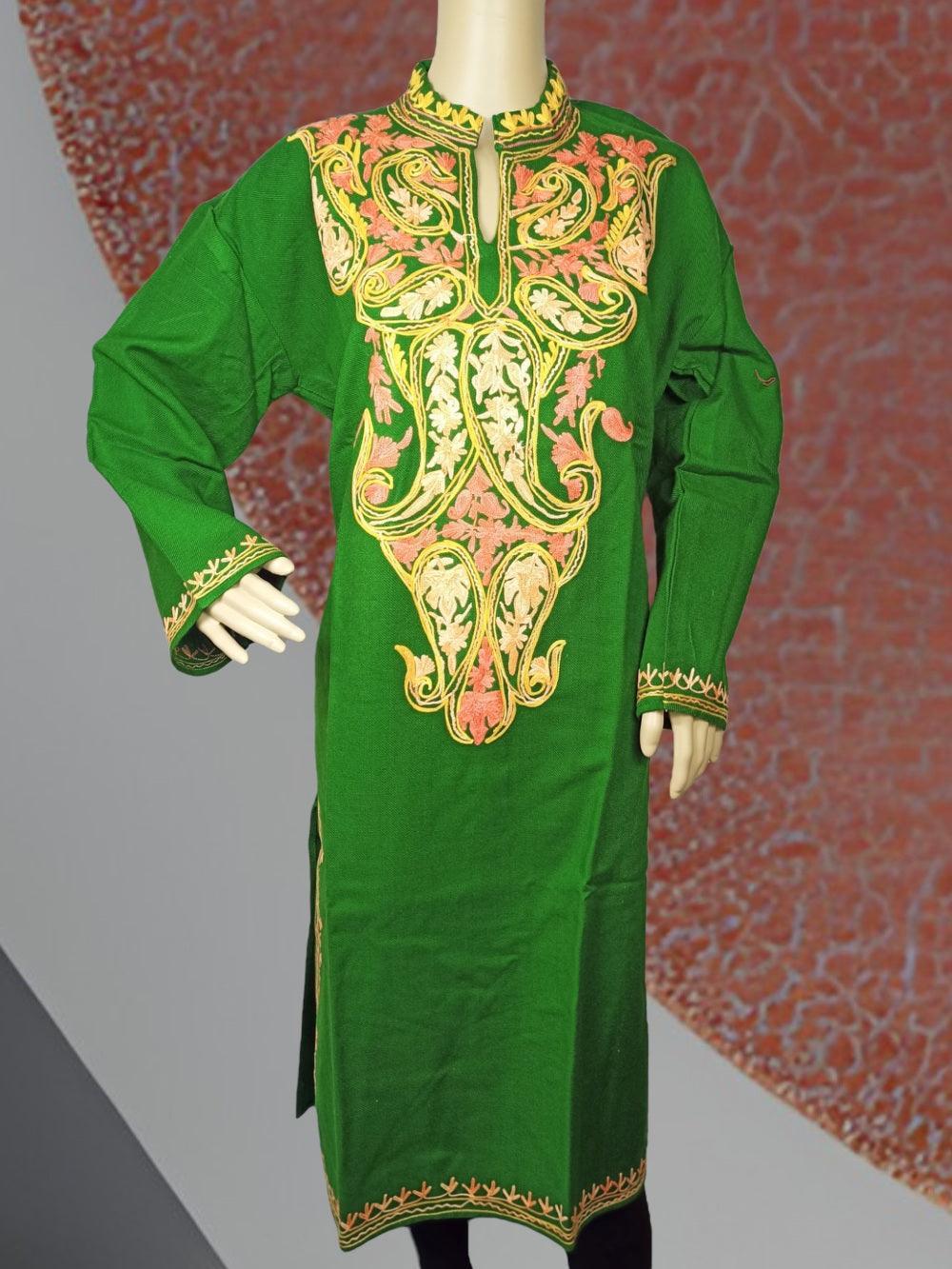 Woollen Long Kurties | Coller V-Neck | XXL - ZANSKAR ARTS