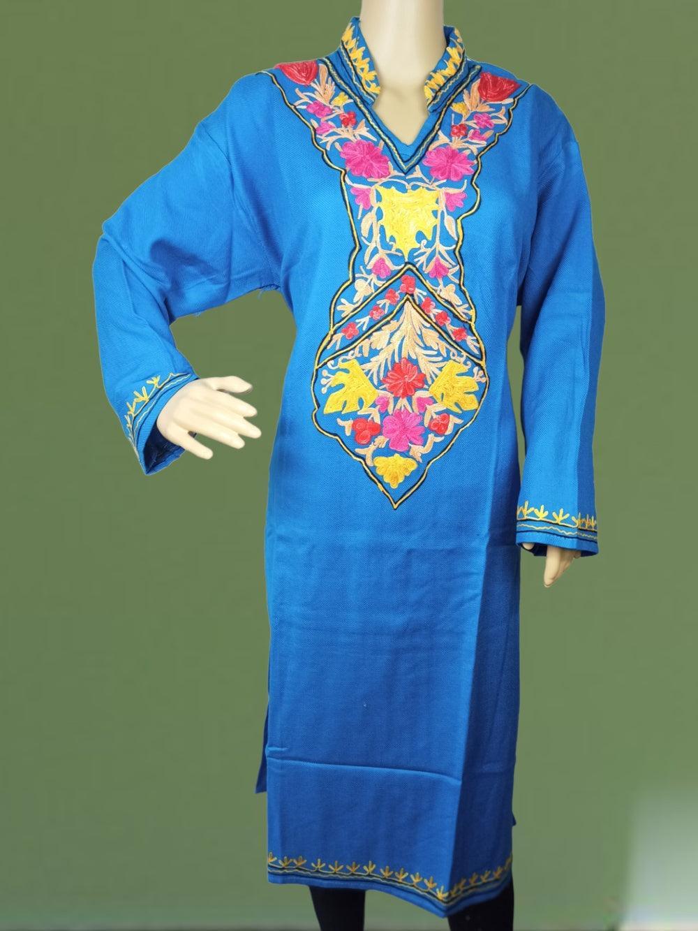 Woollen Long Kurties | Coller V-Neck - ZANSKAR ARTS